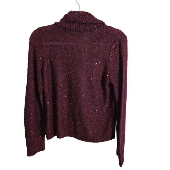 Inc international Concept Jubilant Burgundy Holiday Sequined Cowl Neck Size L - Picture 2 of 4